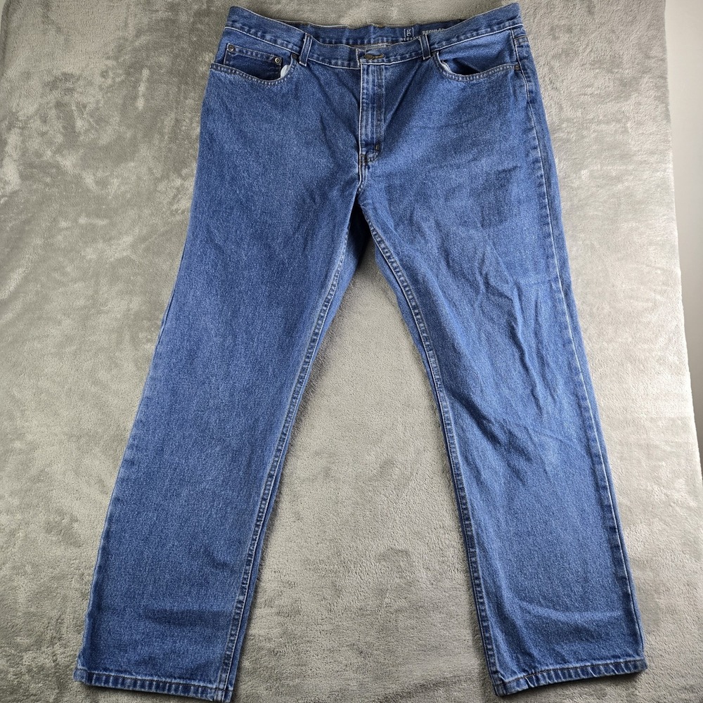George Jeans Mens 42x32 Blue Denim 100% Cotton Regular Fit Medium Wash Workwear